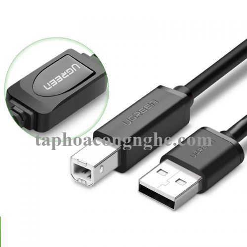 Ugreen 10374 10M màu Đen Cáp USB 2.0 sang USB B máy in có chip khuếch đại US122 30010374